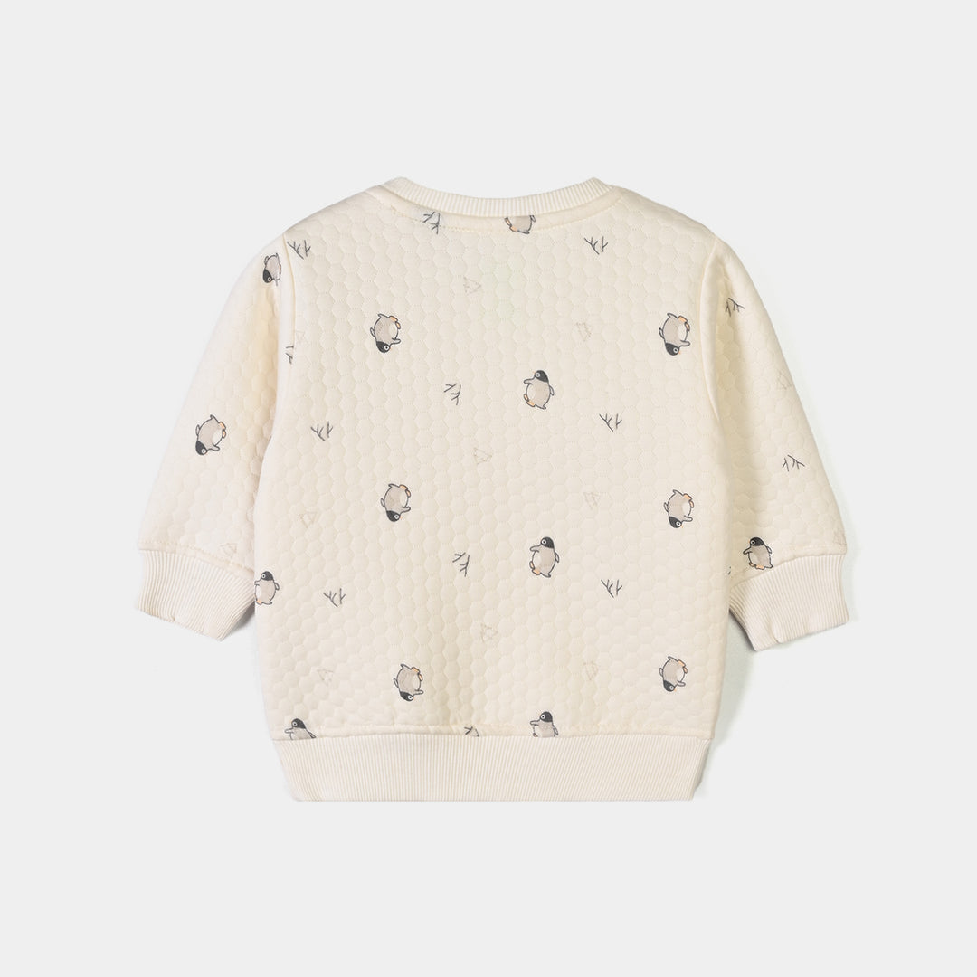 Infant Boys Quilted Sweat shirt Penguin-White