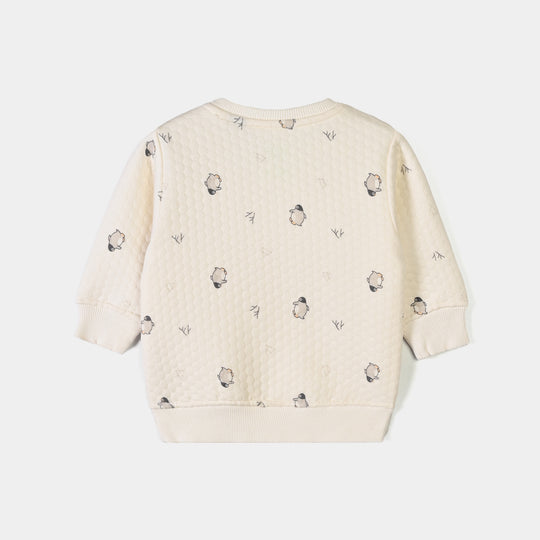 Infant Boys Quilted Sweat shirt Penguin-White