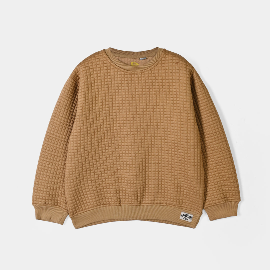 Boys Quilted Sweatshirt Adventure Begins-BROWN