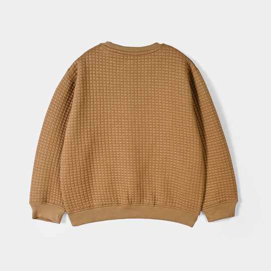 Boys Quilted Sweatshirt Adventure Begins-BROWN