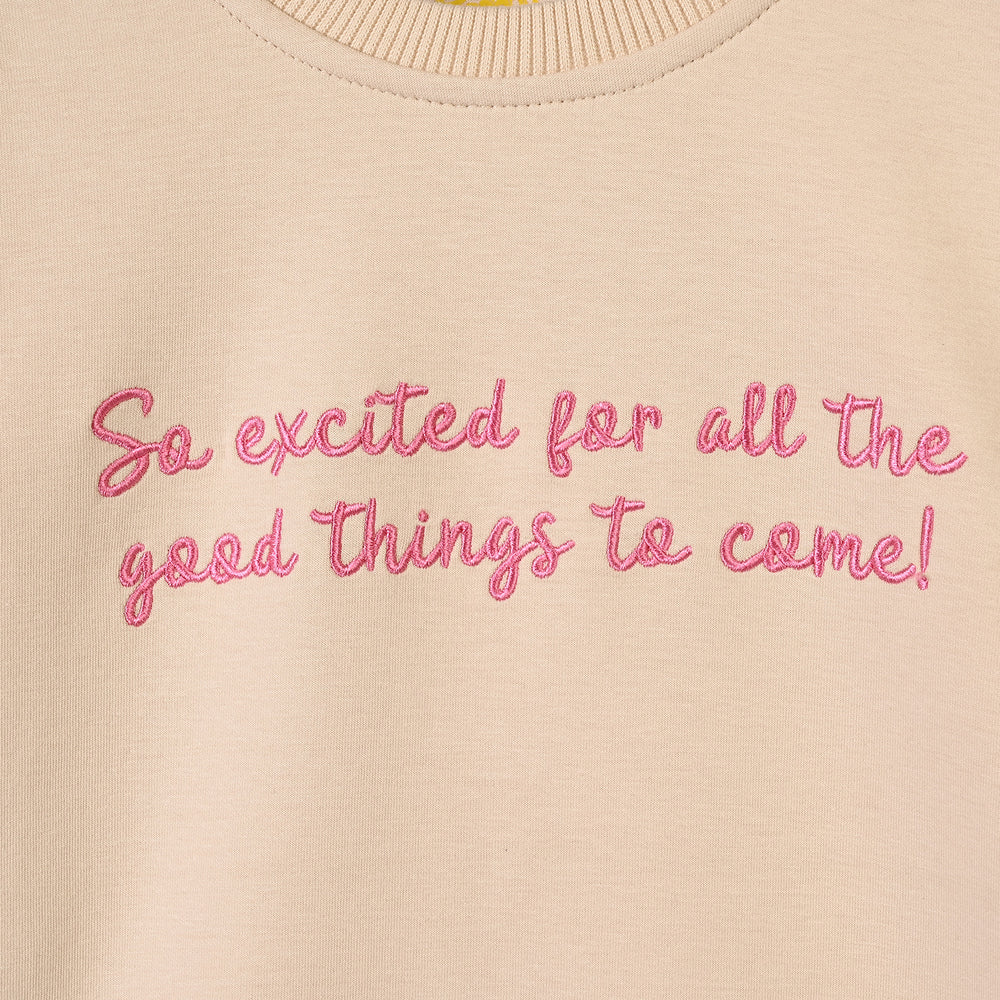 Girls Fleece Sweatshirt So Excited-Beige