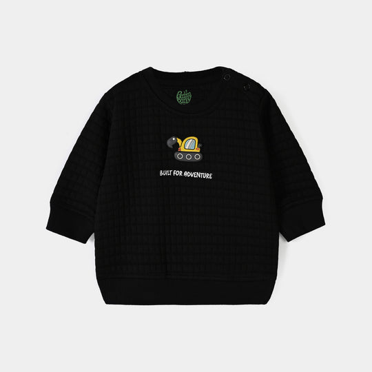 Infant Boys Quilted Sweat Shirt Built for Adventure-BLACK