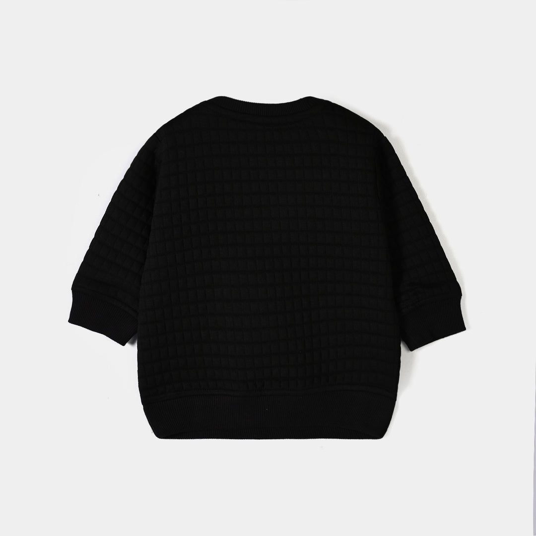 Infant Boys Quilted Sweat Shirt Built for Adventure-BLACK