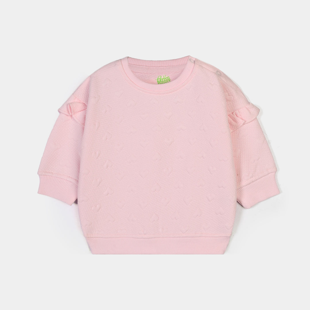 Infant Girls Quilted Sweatshirt Little Heart-Pink