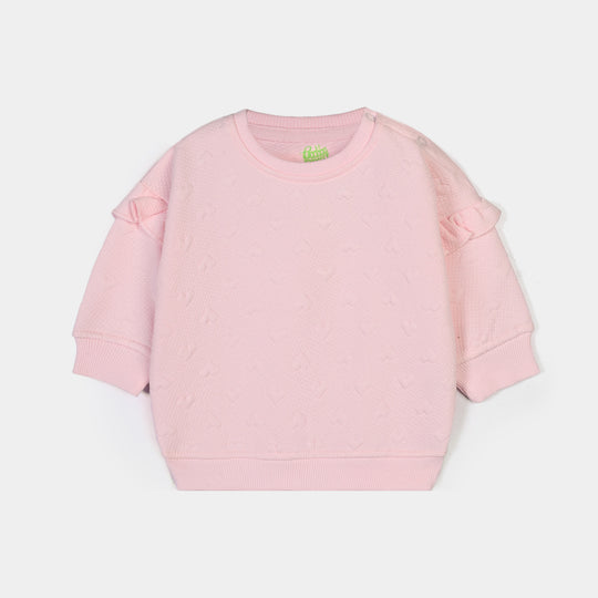 Infant Girls Quilted Sweatshirt Little Heart-Pink