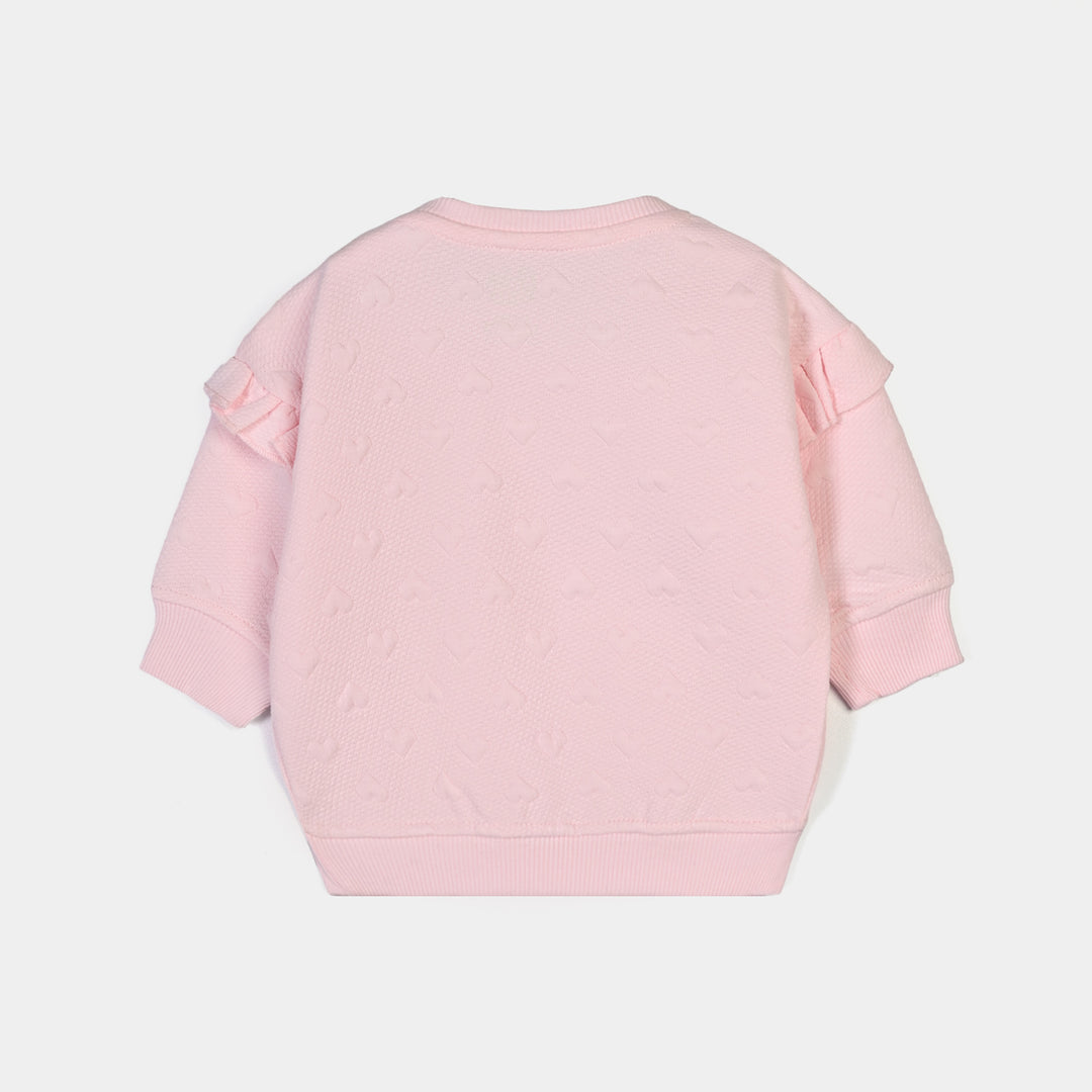 Infant Girls Quilted Sweatshirt Little Heart-Pink