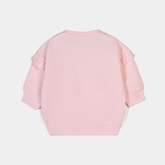 Infant Girls Quilted Sweatshirt Little Heart-Pink