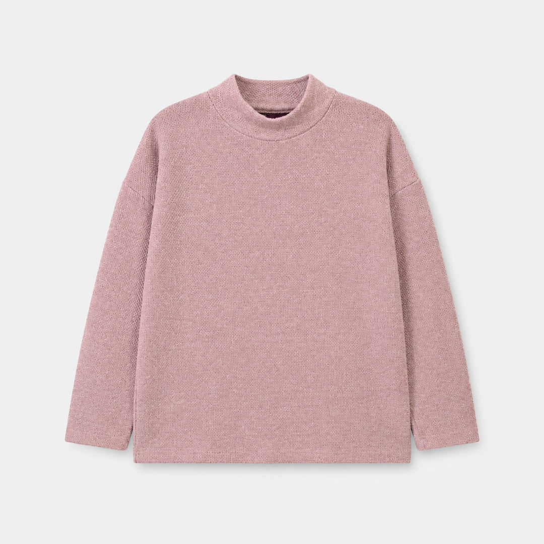 Girls Thermal Mock Neck T-Shirt -Pink