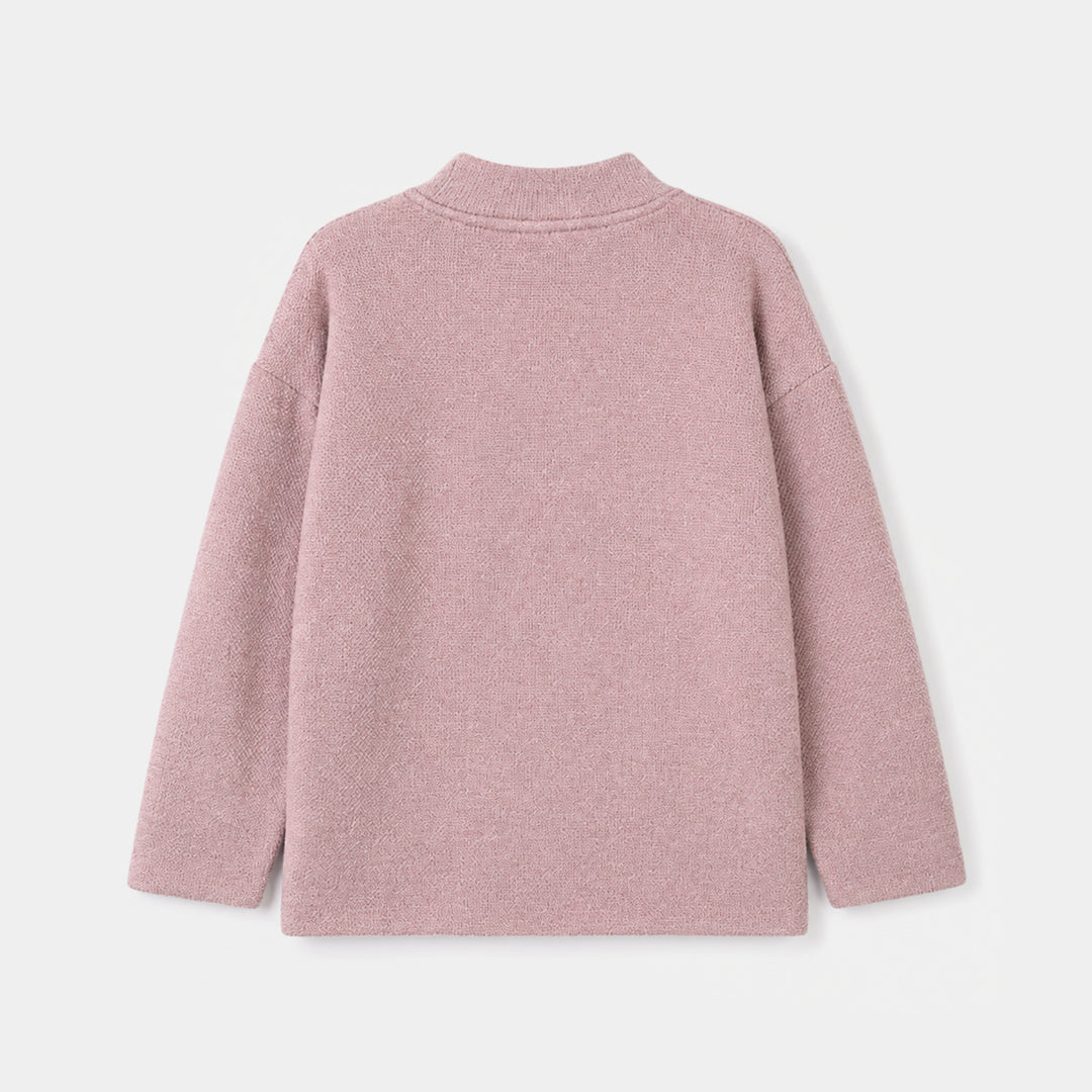 Girls Thermal Mock Neck T-Shirt -Pink