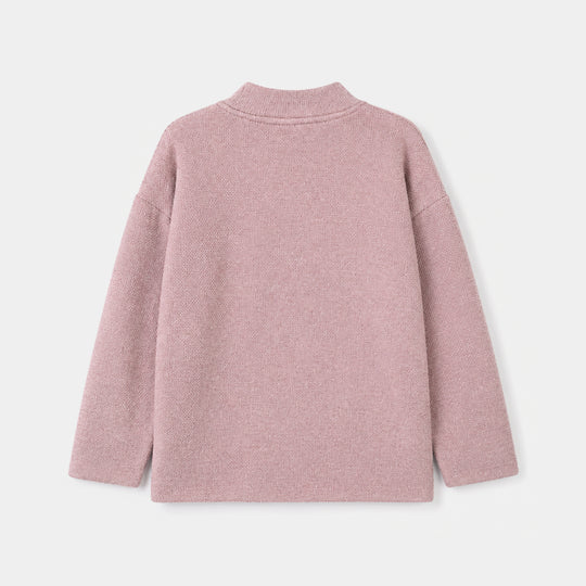 Girls Thermal Mock Neck T-Shirt -Pink
