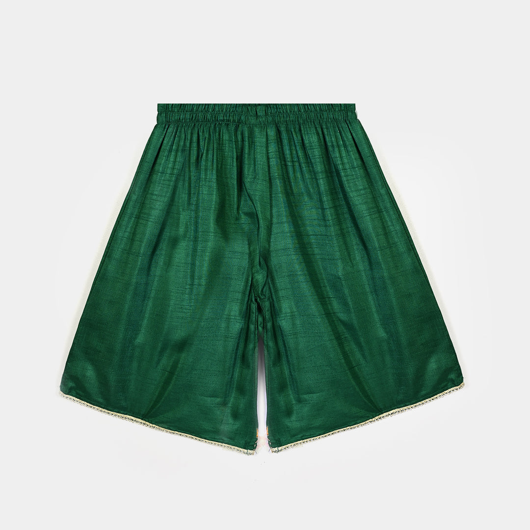 Infant Girls Raw Silk 3Pcs Maha Rani-Green
