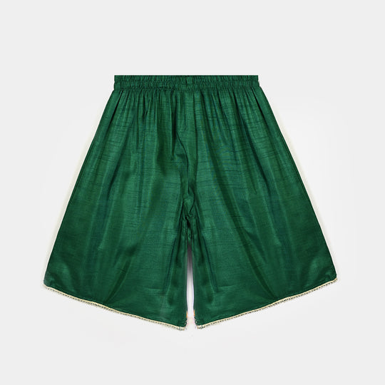Infant Girls Raw Silk 3Pcs Maha Rani-Green