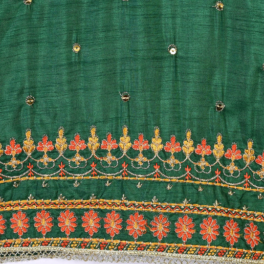Infant Girls Raw Silk 3Pcs Maha Rani-Green