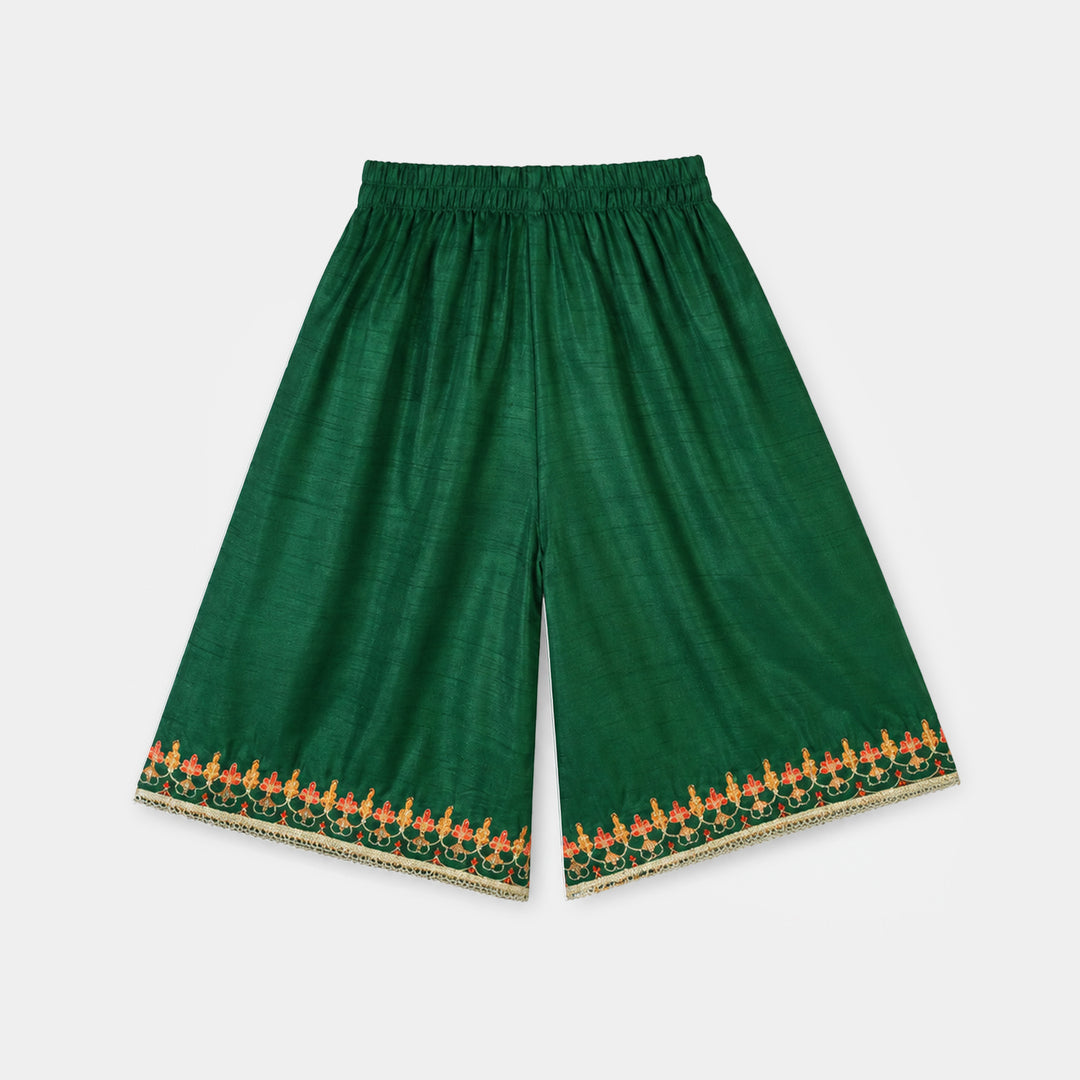 Infant Girls Raw Silk 3Pcs Maha Rani-Green