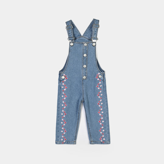 Infant Girls Denim rigid Over All Flowers-LT.Blue