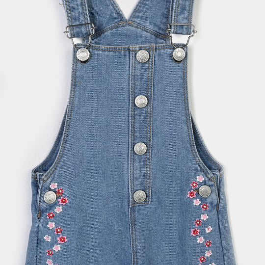 Infant Girls Denim rigid Over All Flowers-LT.Blue