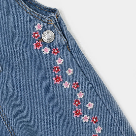 Infant Girls Denim rigid Over All Flowers-LT.Blue