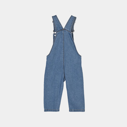 Infant Girls Denim rigid Over All Flowers-LT.Blue