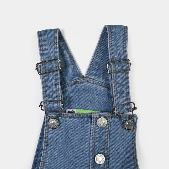 Infant Girls Denim rigid Over All Flowers-LT.Blue