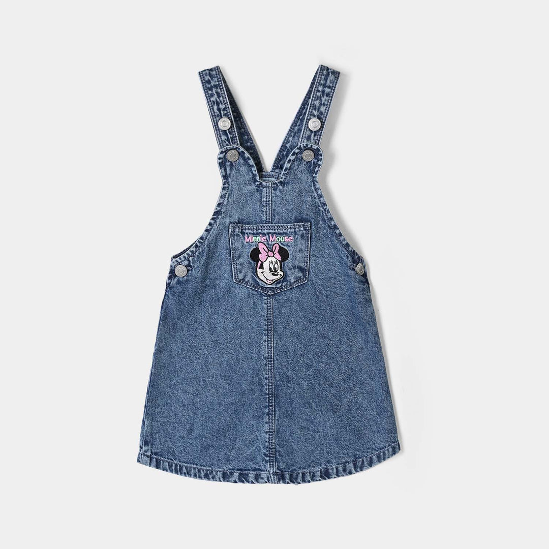 Infant Girls Denim Rigid Over All Mouse-LT.Blue