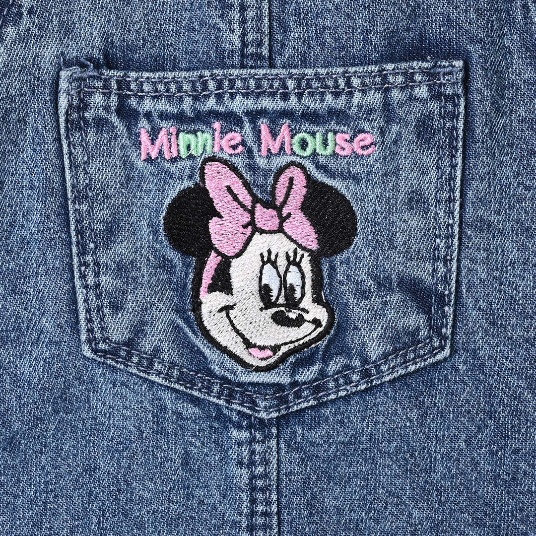 Infant Girls Denim Rigid Over All Mouse-LT.Blue