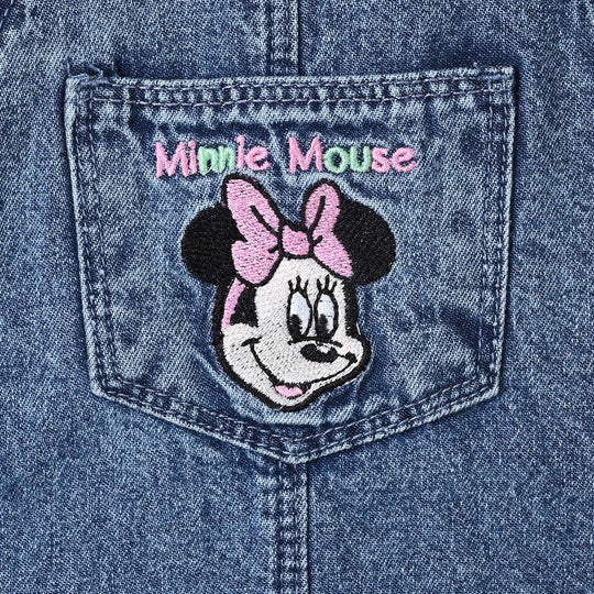 Infant Girls Denim Rigid Over All Mouse-LT.Blue