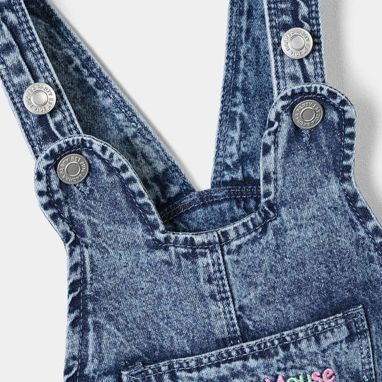 Infant Girls Denim Rigid Over All Mouse-LT.Blue