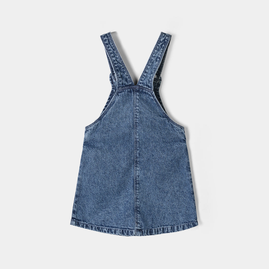 Infant Girls Denim Rigid Over All Mouse-LT.Blue