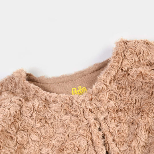 Girls Fur Jacket - Brown