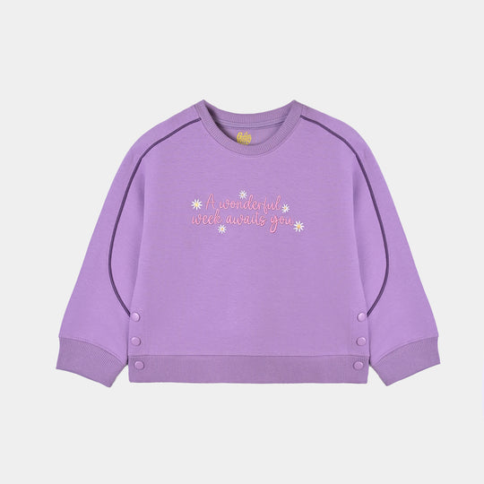 Girls Scuba Sweat Shirt Wonderful Week-Purple