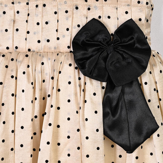 Girls Organza Fancy Frock-Polka Dot-Cream