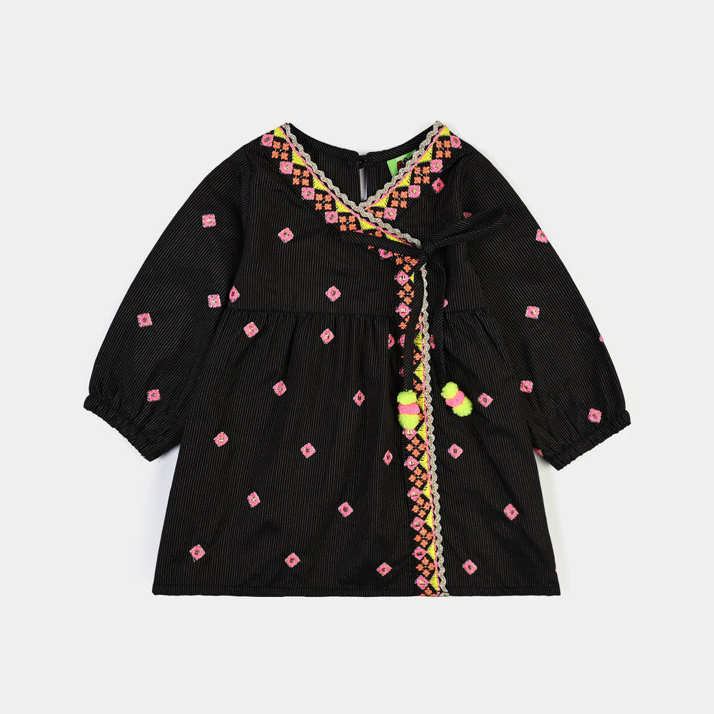 Infant Girls Cotton Emb 2Pcs Desi Style-BLACK