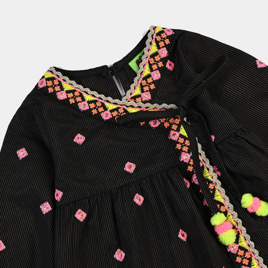 Infant Girls Cotton Emb 2Pcs Desi Style-BLACK