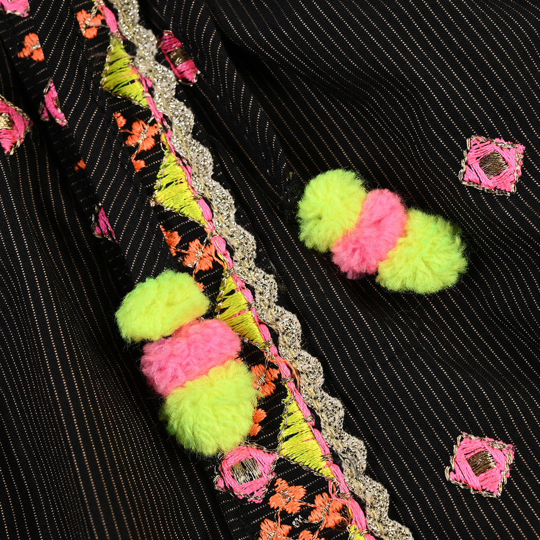 Infant Girls Cotton Emb 2Pcs Desi Style-BLACK