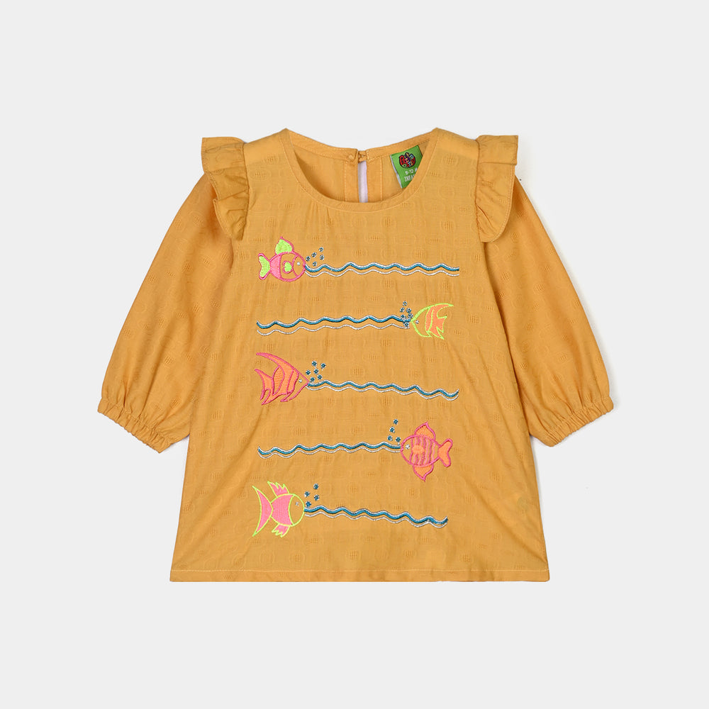 Infant Girls Cotton Emb 2Pcs Sea Vibe-Mustard