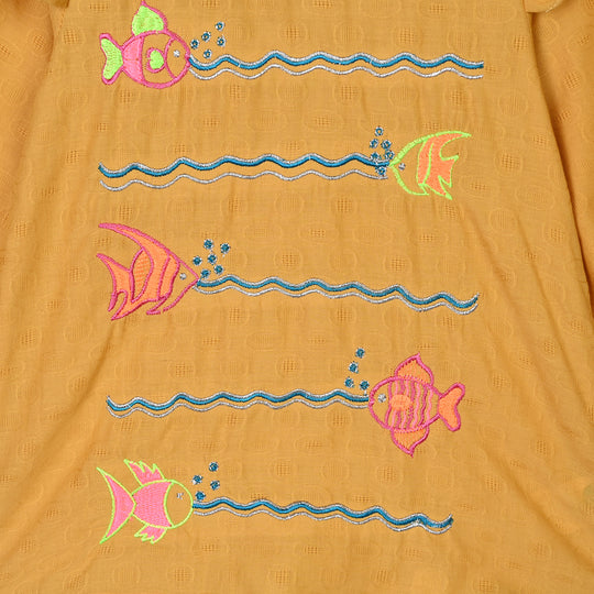 Infant Girls Cotton Emb 2Pcs Sea Vibe-Mustard