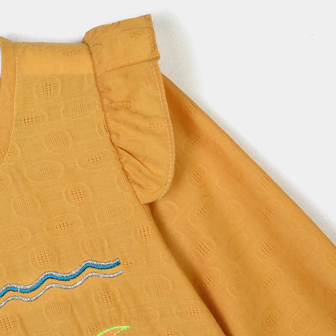 Infant Girls Cotton Emb 2Pcs Sea Vibe-Mustard