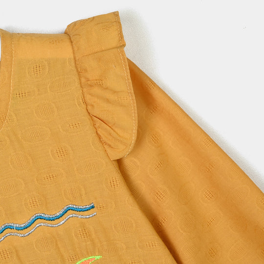 Infant Girls Cotton Emb 2Pcs Sea Vibe-Mustard