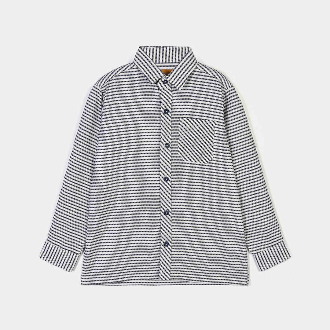 Boys Yarn Dyed Shirt (Blue Single Stripe)