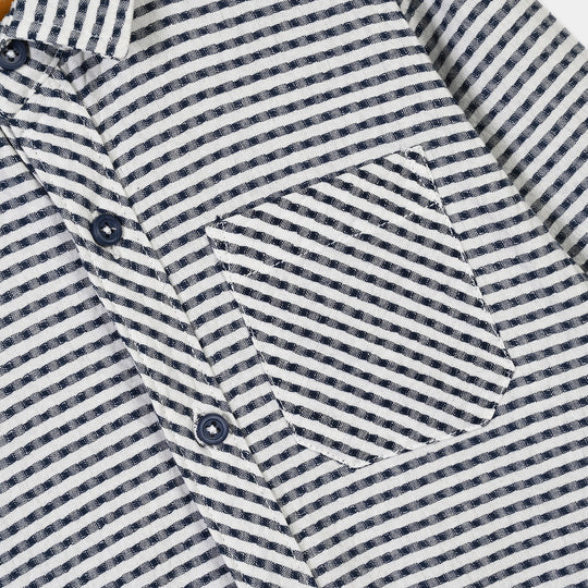 Boys Yarn Dyed Shirt (Blue Single Stripe)