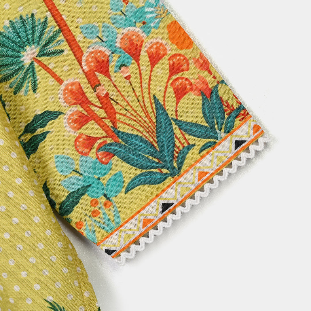 Girls Cotton Slub 2Pcs Tropical-Yellow