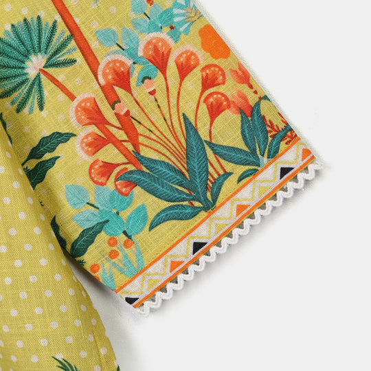 Girls Cotton Slub 2Pcs Tropical-Yellow