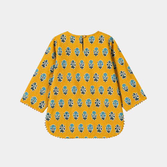 Infant Girls Cotton Printed 2Pcs Tulip-Mustard