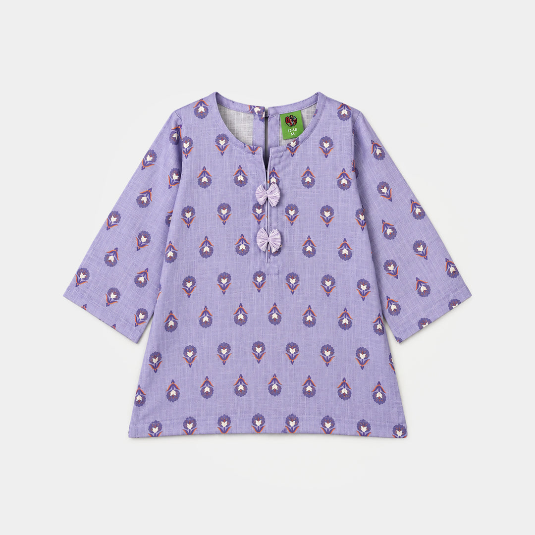Infant Girls Cotton Printed 2Pcs Tear Drop-Lavender