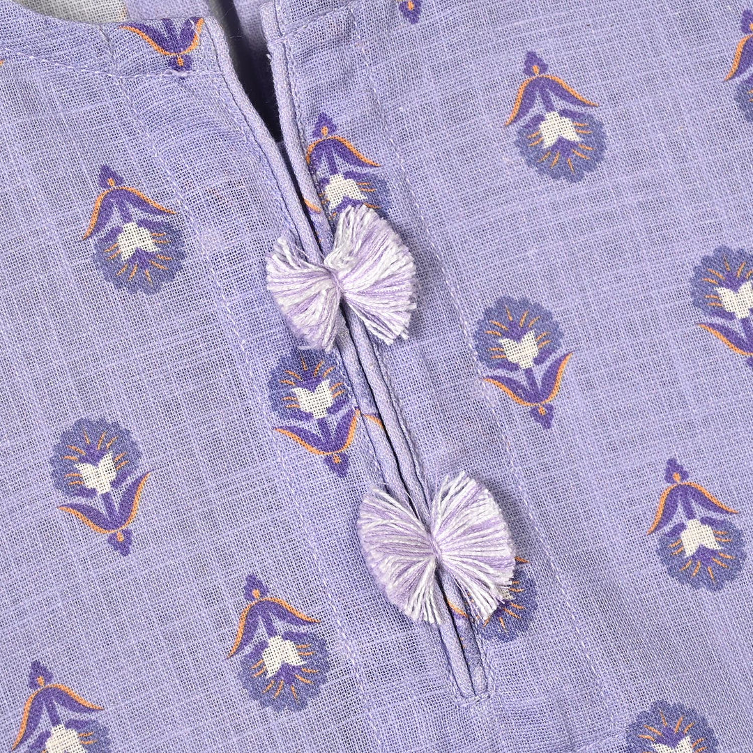 Infant Girls Cotton Printed 2Pcs Tear Drop-Lavender