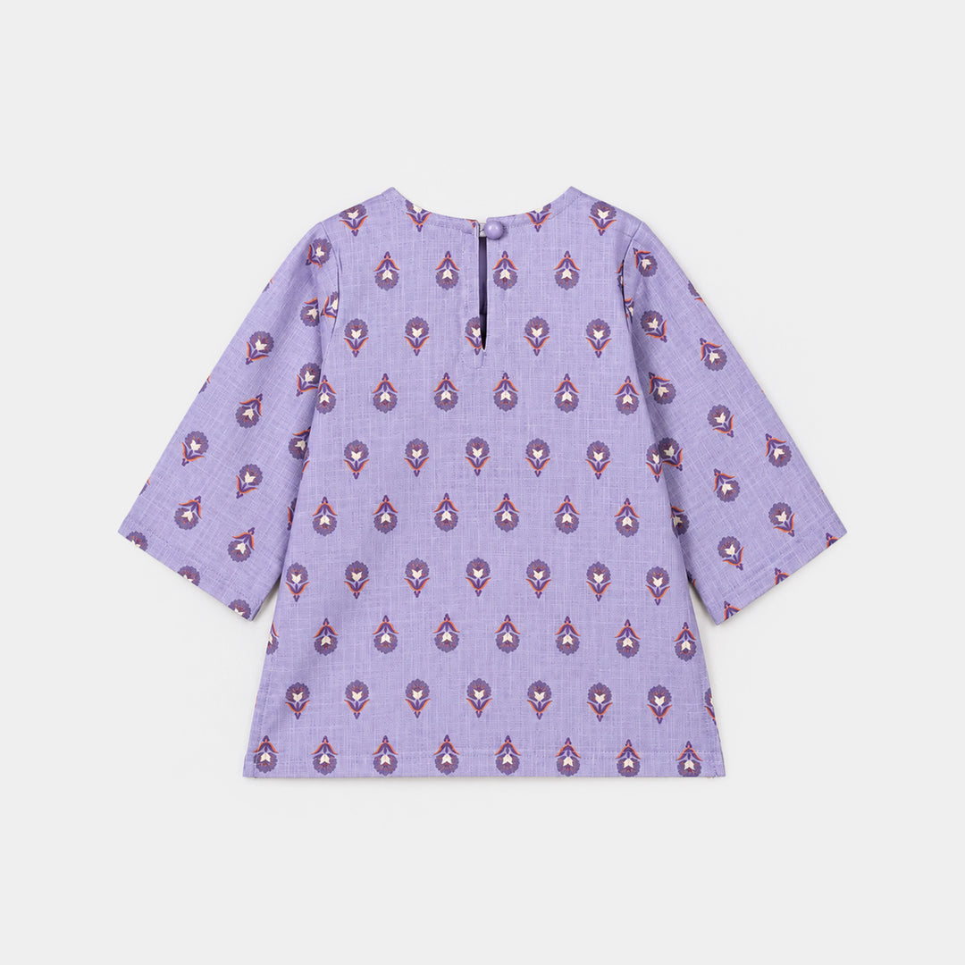 Infant Girls Cotton Printed 2Pcs Tear Drop-Lavender