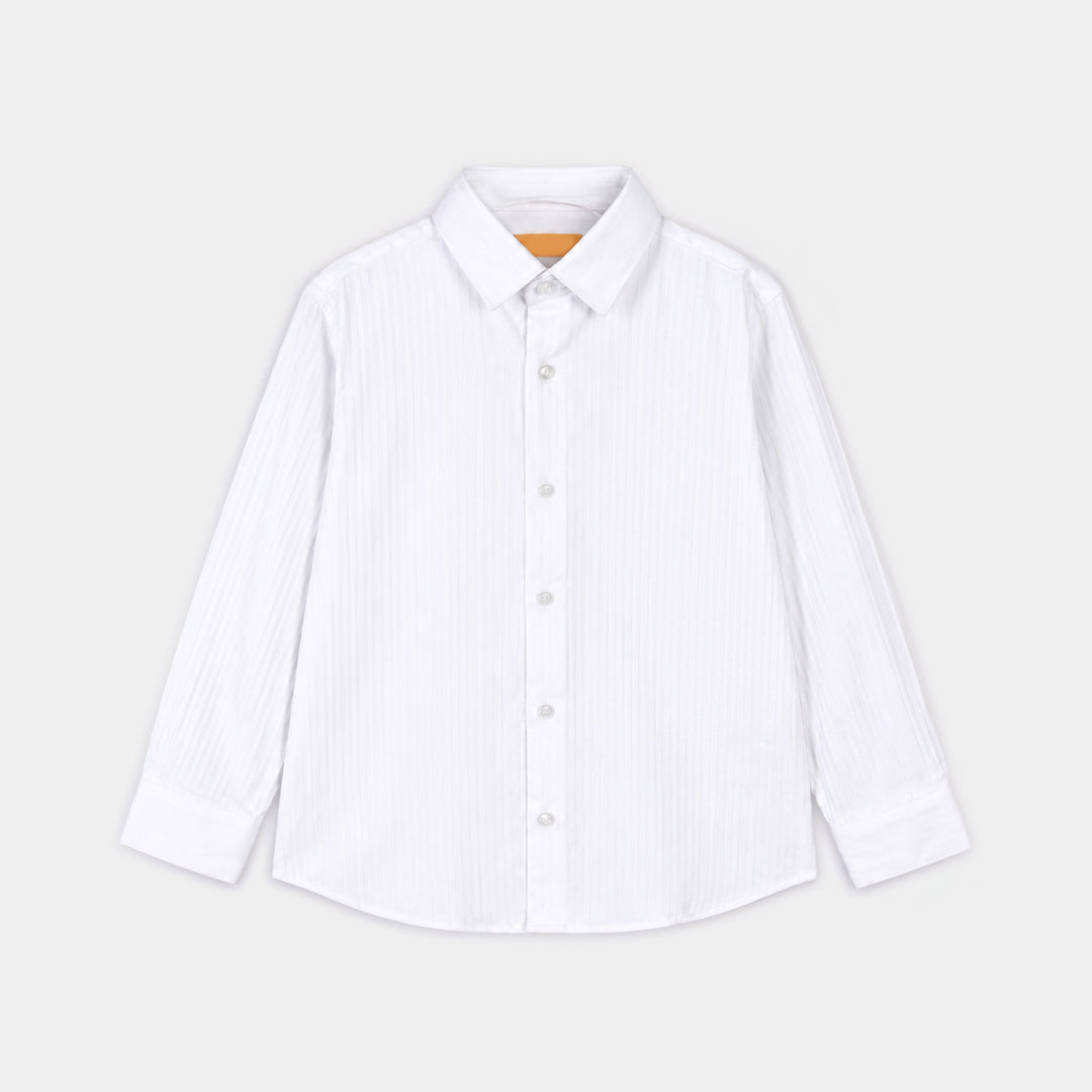 Boys Cotton Twill Formal Shirt-White