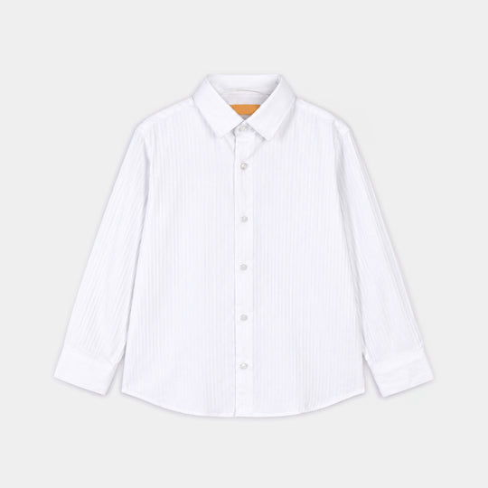 Boys Cotton Twill Formal Shirt-White