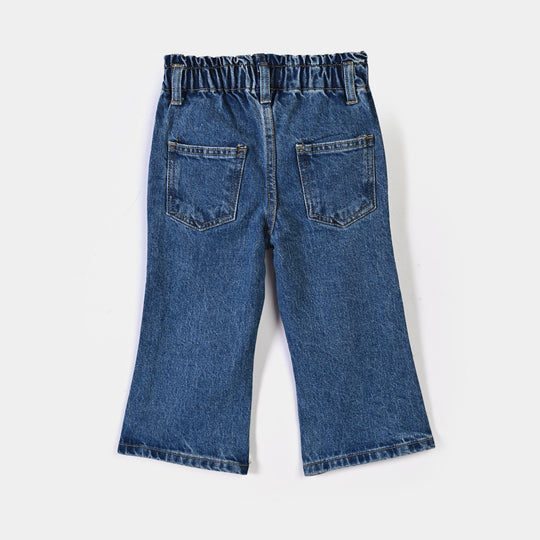Infant Denim Girls Pant Bow-Mid Blue