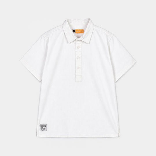 Boys Cotton Slub Shirt H/S (Pure You)-White